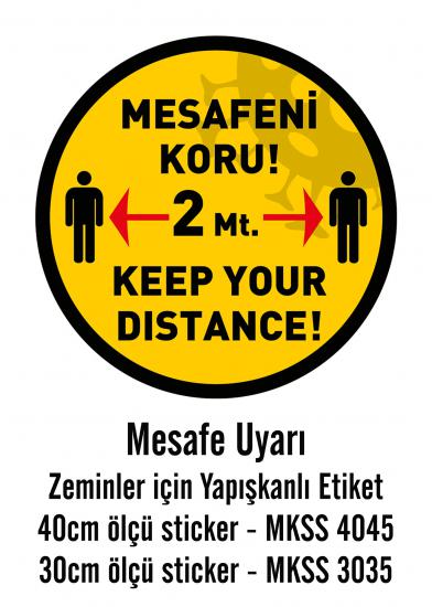 Koruyuculu Yapışkanlı Uyarı Etiketi Yuvarlak 30x30cm TR - EN